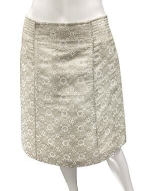 Chloé Skirt Women’s Size 6 Silver Shimmer A-Line Knee Length “Porcelaine” Color